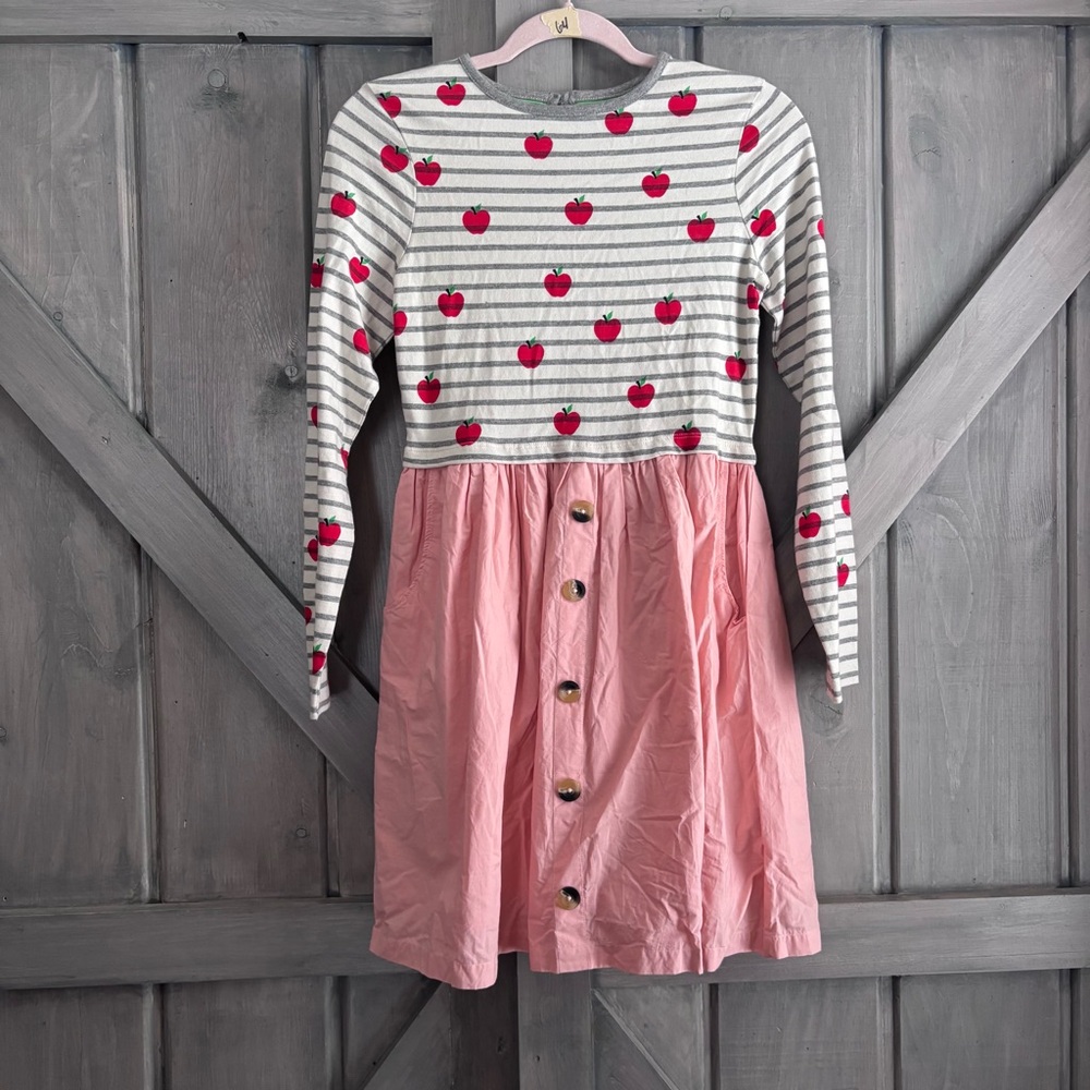 Mini Boden Apples and Stripe Dress Size 11-12